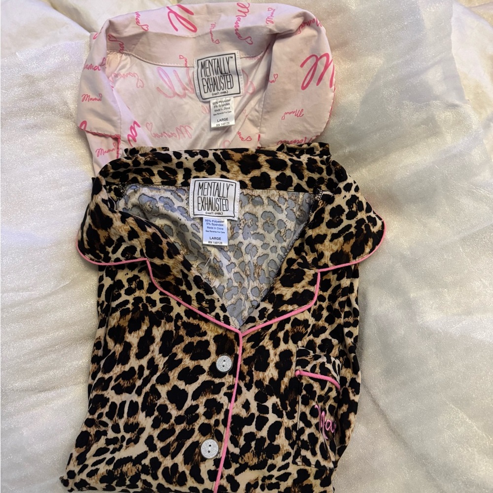 Leopard and Pink Pajama tops bundle Intimates Sleepwear